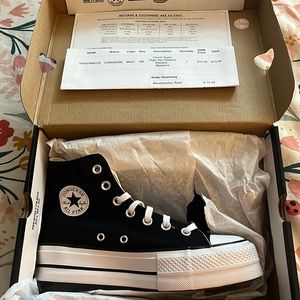NWT Black High Top Platform Converse